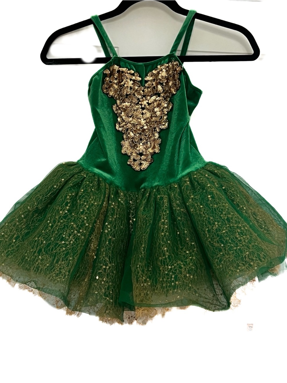 Green and Gold revolution dance costume. Size MC.